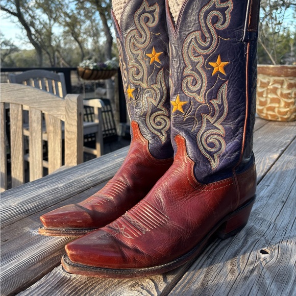 Lucchese Western Cowboy Leather Boots - Women’s size 10 D.  Blue with Stars - Picture 9 of 16